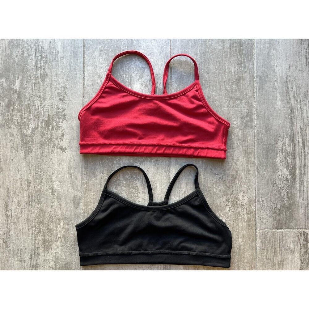 WMO Wear Me Out Black Red Set Lot of 2 Racerback Sports Bra Medium Support S / M